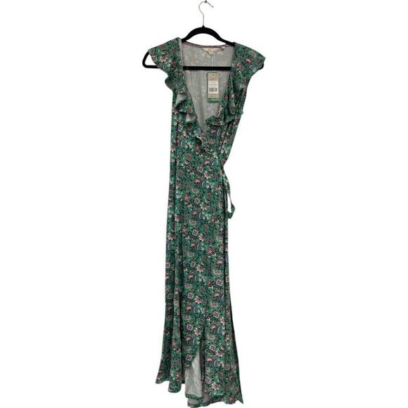 Boden Womens Dress UK 12R US 8  Green Floral Saskia Jersey Maxi Wrap D0174 NWT - Picture 2 of 13